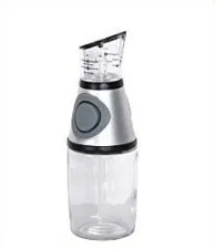 500ml high white glass measurable oil bottle with slim 8x28.5cm shape on kitchen countertop