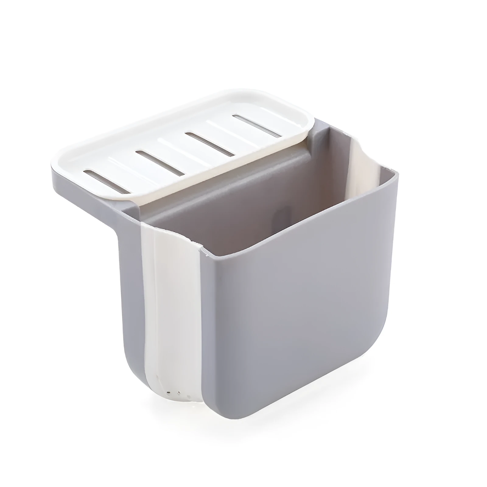 Foldable plastic sink drain basket with suction cup in grey, blue, and pink colour options
