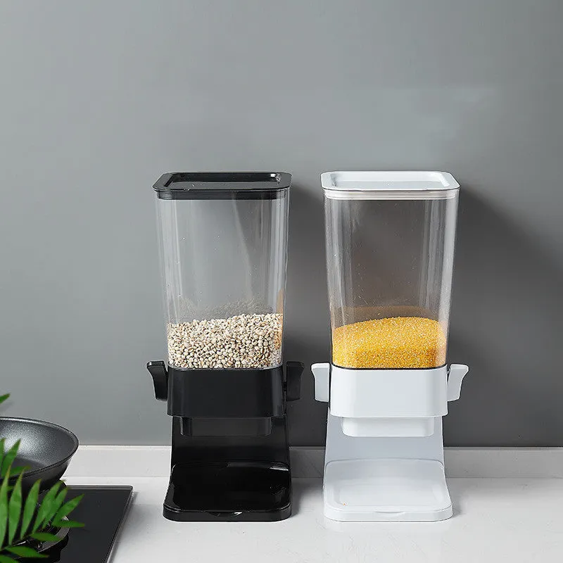 Countertop cereal dispenser with chute opening and levers, 5.5 quart capacity, black colour