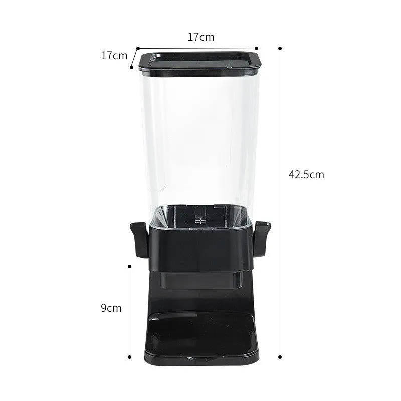 Countertop cereal dispenser with chute opening and levers, 5.5 quart capacity, black colour