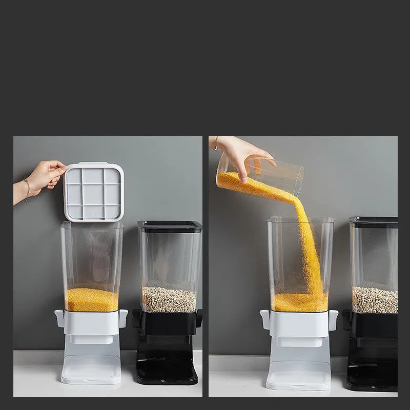 Countertop cereal dispenser with chute opening and levers, 5.5 quart capacity, black colour