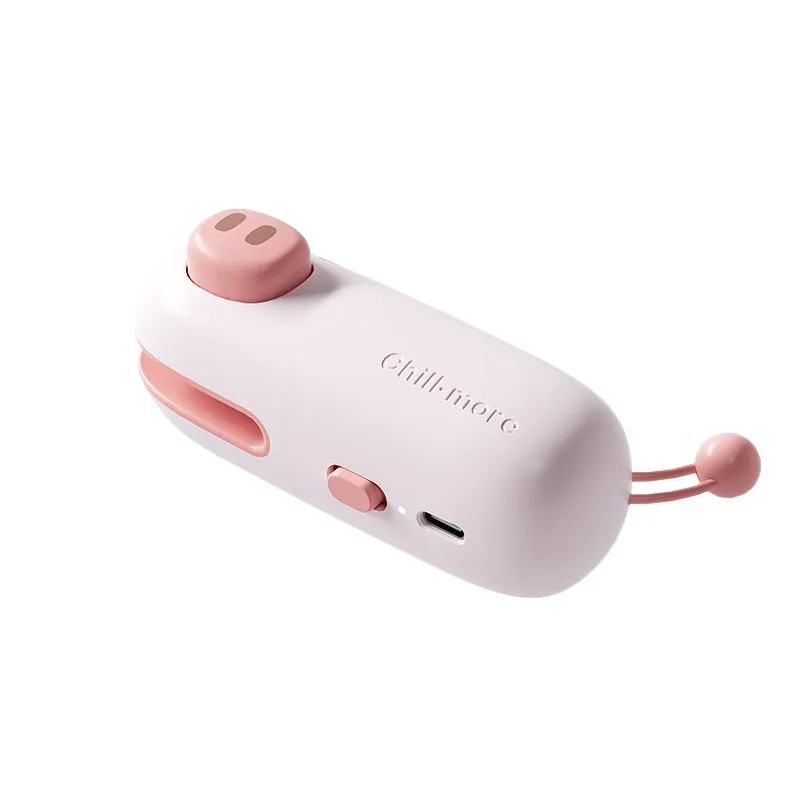 Portable rechargeable mini bag sealer in coffee bear design with USB Type-C charging, for sealing plastic snack bags