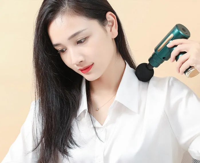 Electric muscle massage gun with 4 heads and LCD display in 720 black colour