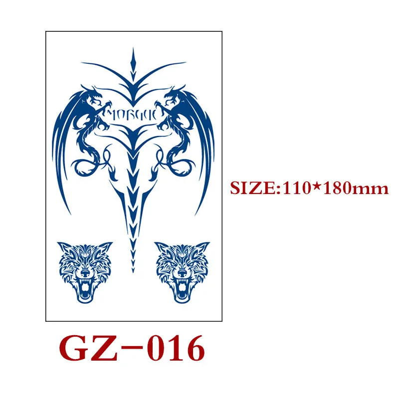 Juice tattoo sticker sheet with geometric shapes, 110x180mm, semi-permanent herbal water transfer design