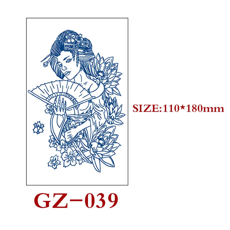 Juice tattoo sticker sheet with geometric shapes, 110x180mm, semi-permanent herbal water transfer design