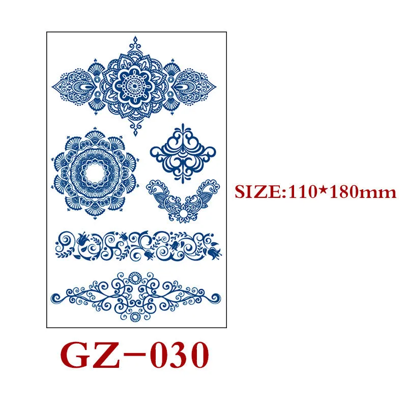 Juice tattoo sticker sheet with geometric shapes, 110x180mm, semi-permanent herbal water transfer design