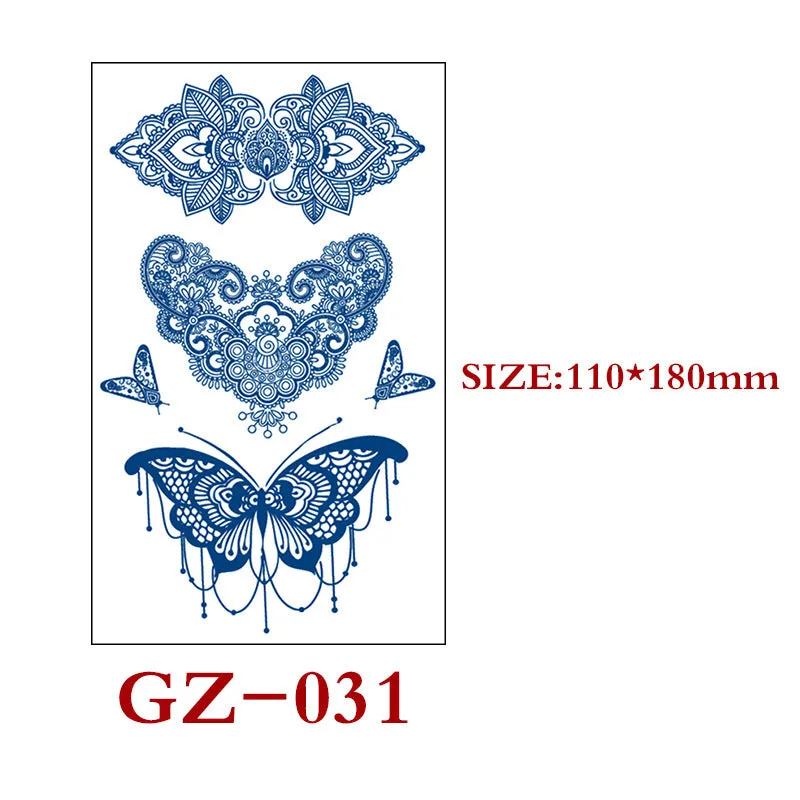 Juice tattoo sticker sheet with geometric shapes, 110x180mm, semi-permanent herbal water transfer design