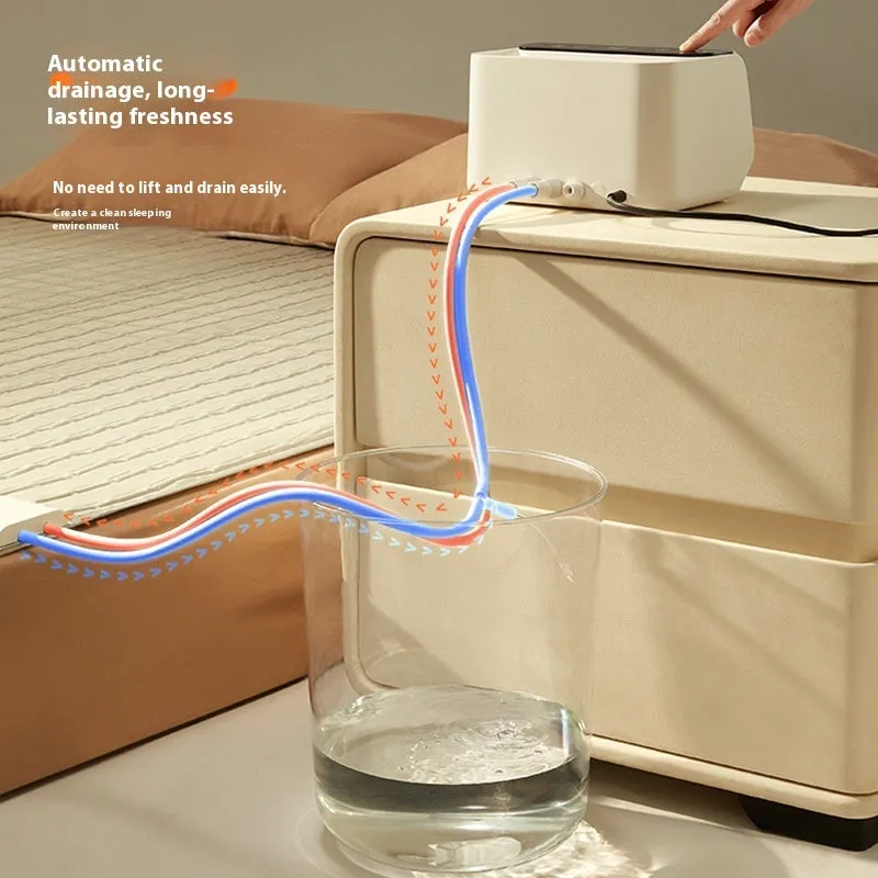 Aideng white electric water blanket with capsule design shown in two bed sizes