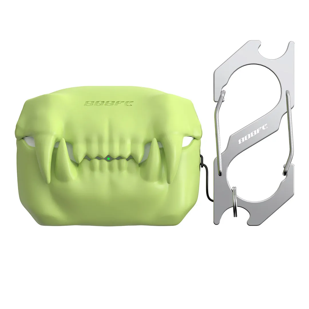 Silicone earphone case for AirPods Pro with keychain in fluorescent green colour