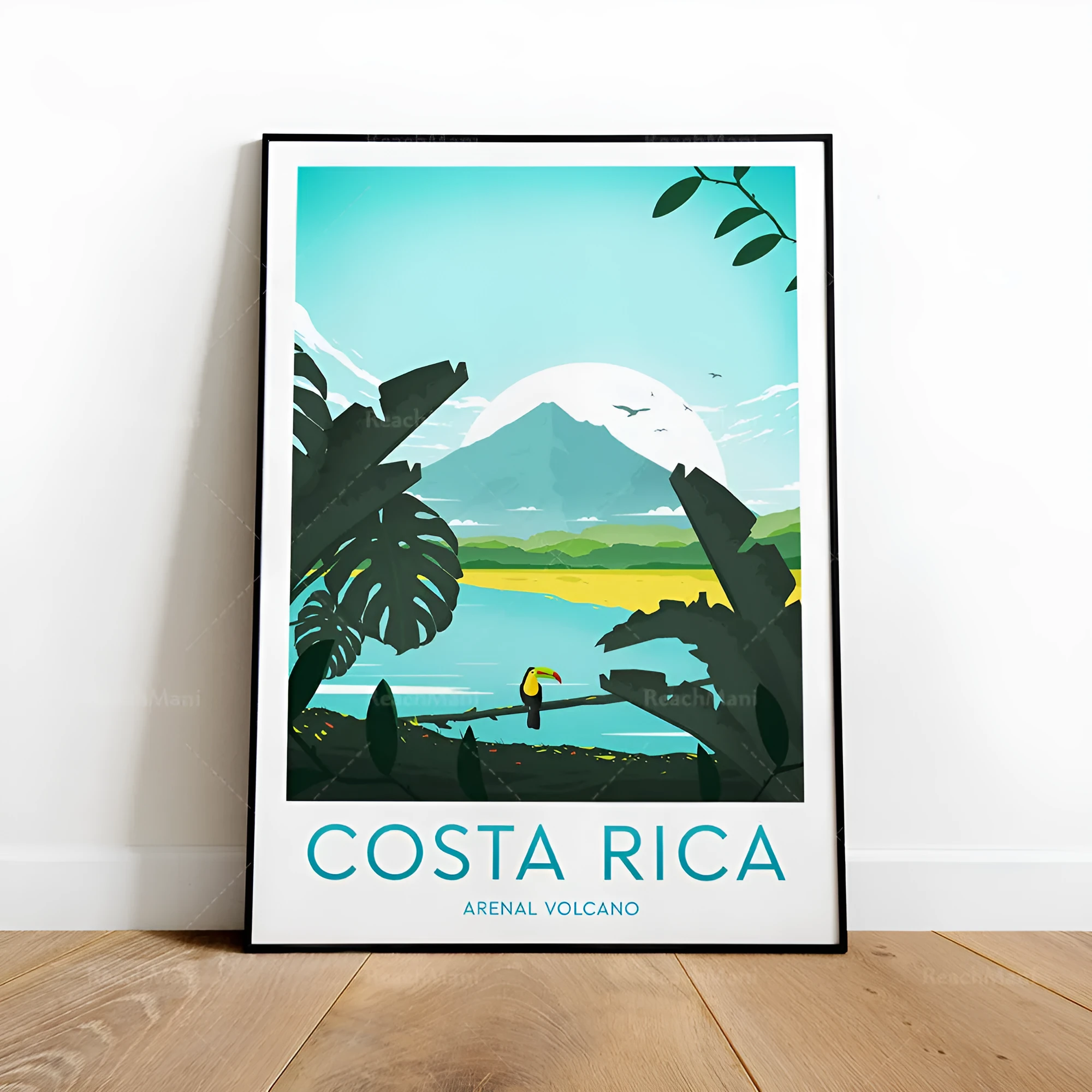 Frameless canvas decorative painting with pine frame, inkjet printed pattern, 50x70cm rectangle for living room wall