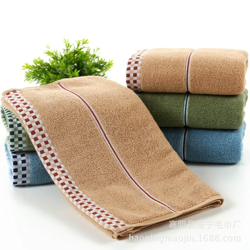 Soft absorbent pure cotton houndstooth facial towel 35x75cm in grey, blue, and green colours