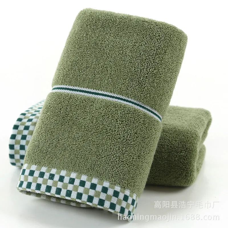 Soft absorbent pure cotton houndstooth facial towel 35x75cm in grey, blue, and green colours