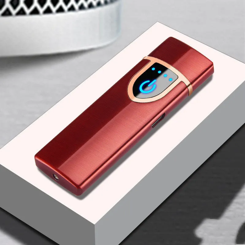 USB charging double arc lighter in silver zinc alloy with ice noodle finish on white background