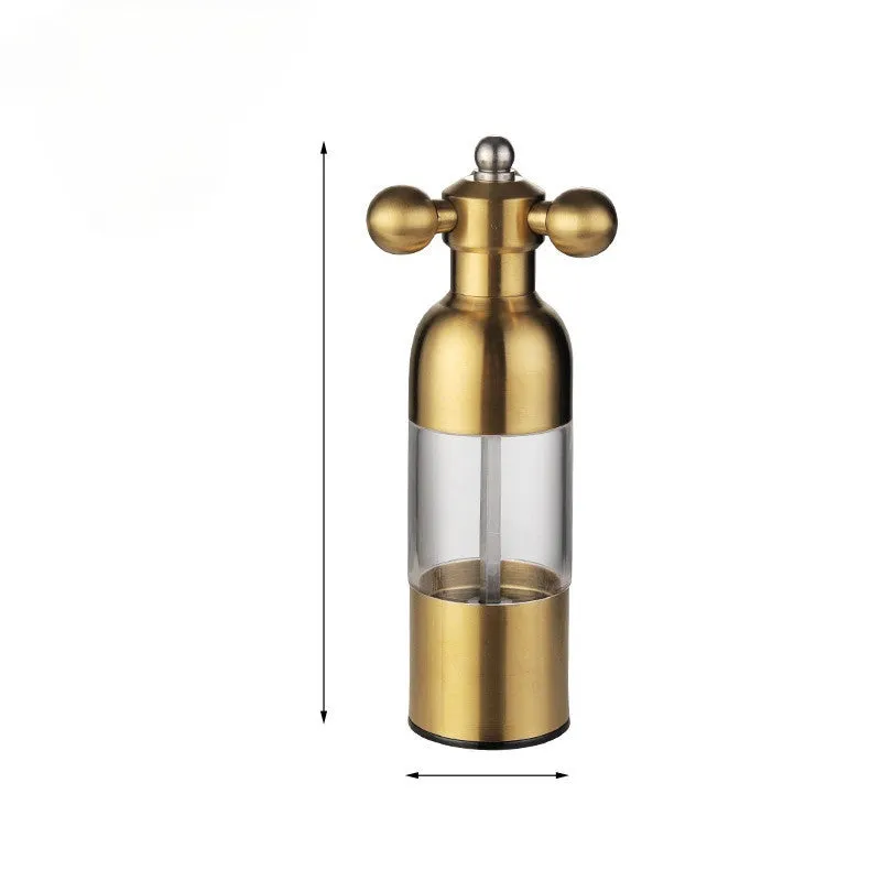 Pepper Mill Gadgets pepper and salt grinder in gold finish, small size 17.5 cm for kitchen and BBQ use