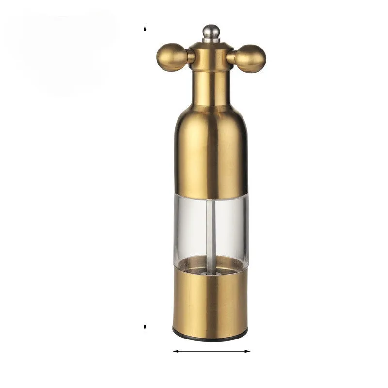 Pepper Mill Gadgets pepper and salt grinder in gold finish, small size 17.5 cm for kitchen and BBQ use