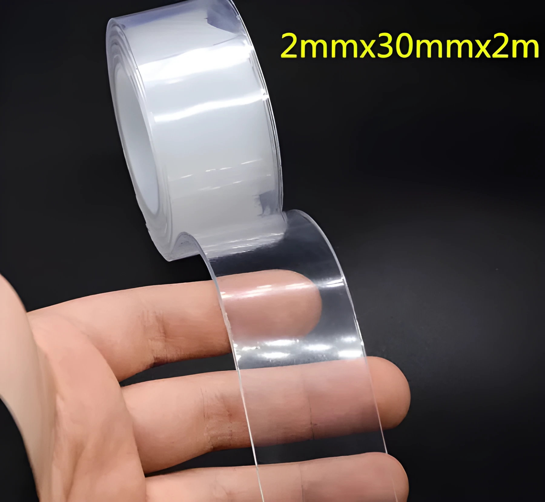 Washable PU nano gel double-sided tape 30mm width 2mm thickness on a white background