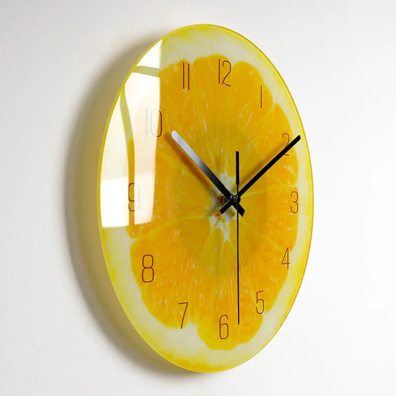 Circular organic glass quartz wall clock silent battery powered 30.5cm living room