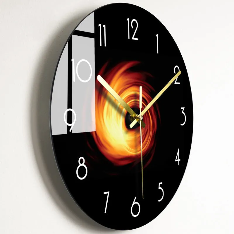 Circular organic glass quartz wall clock silent battery powered 30.5cm living room