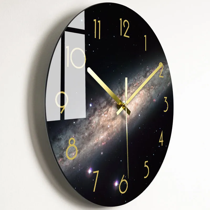 Circular organic glass quartz wall clock silent battery powered 30.5cm living room