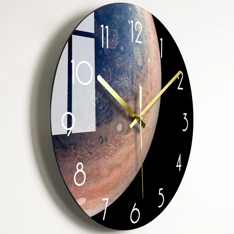 Circular organic glass quartz wall clock silent battery powered 30.5cm living room