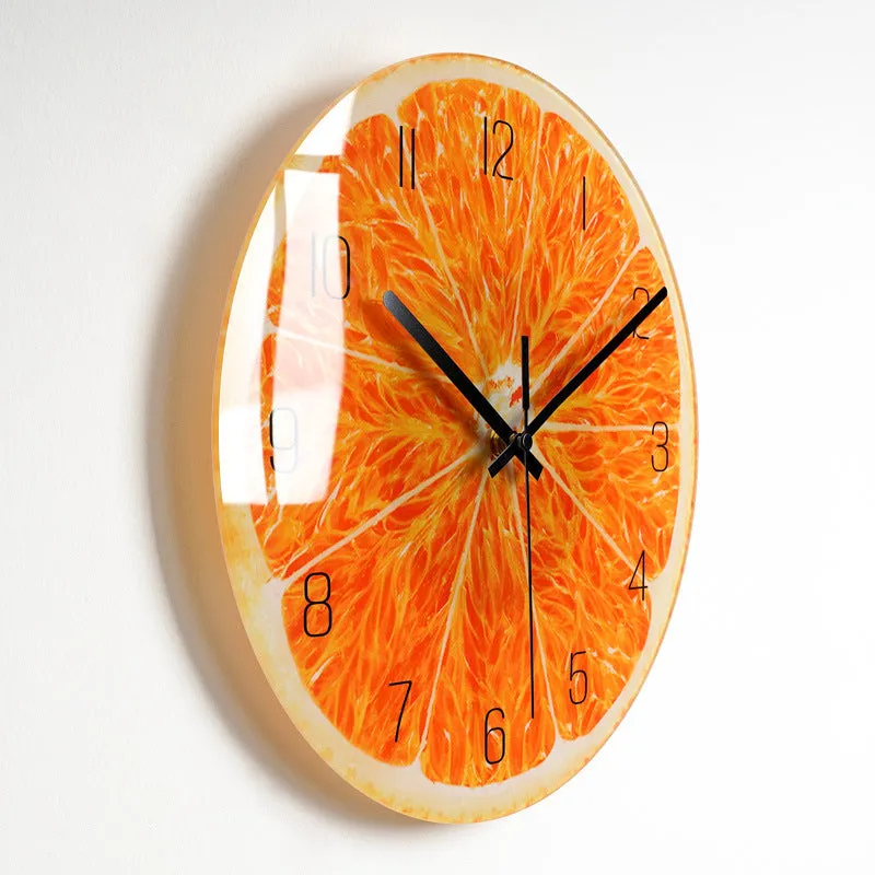 Circular organic glass quartz wall clock silent battery powered 30.5cm living room