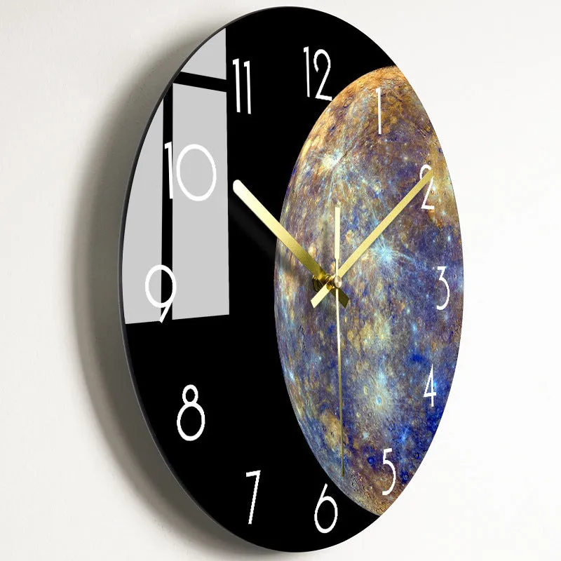 Circular organic glass quartz wall clock silent battery powered 30.5cm living room