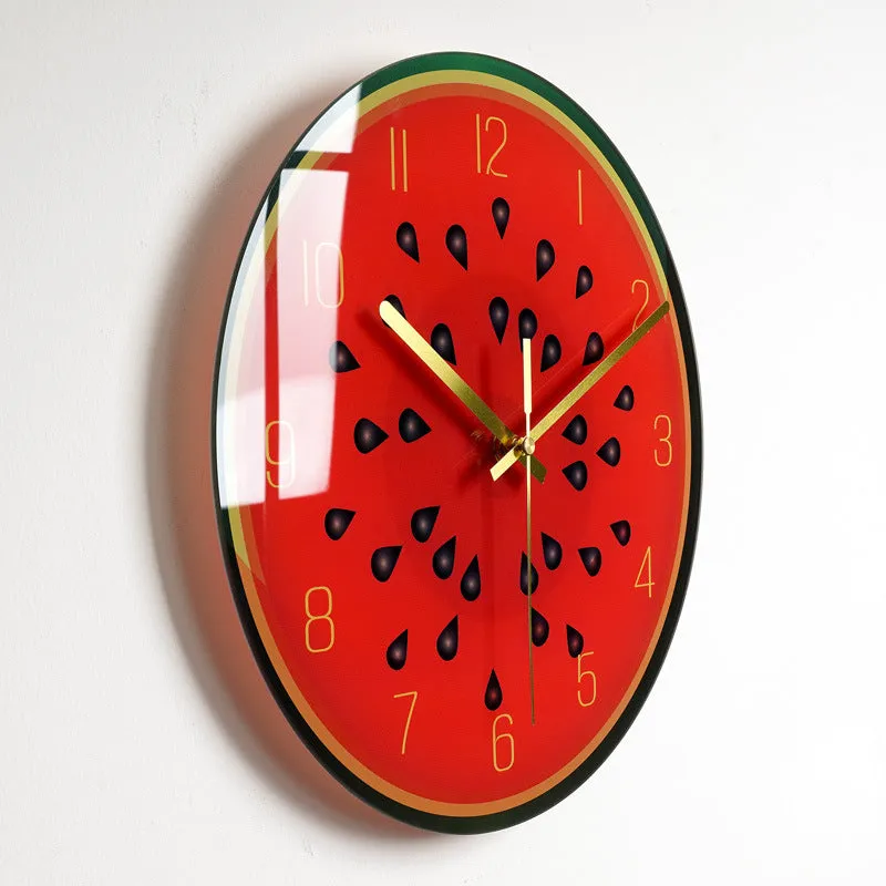Circular organic glass quartz wall clock silent battery powered 30.5cm living room