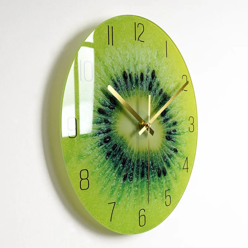 Circular organic glass quartz wall clock silent battery powered 30.5cm living room