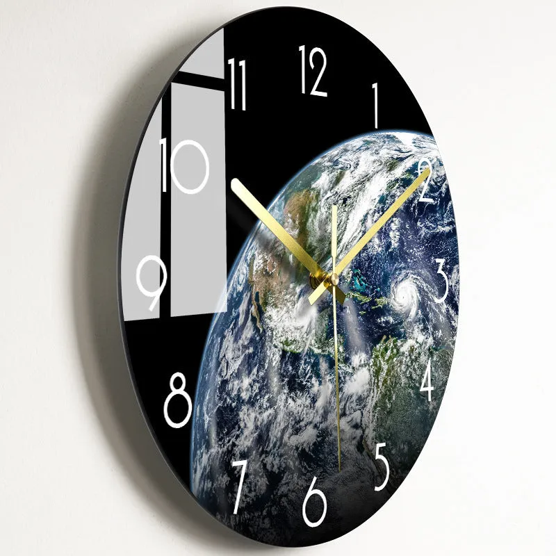 Circular organic glass quartz wall clock silent battery powered 30.5cm living room