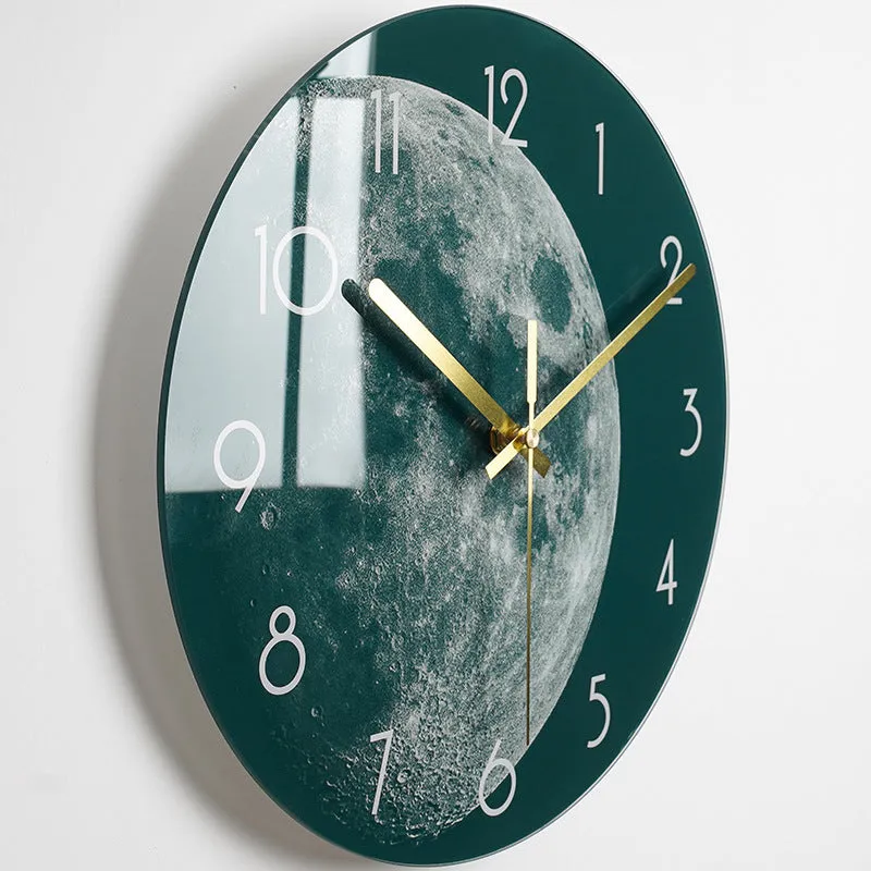 Circular organic glass quartz wall clock silent battery powered 30.5cm living room