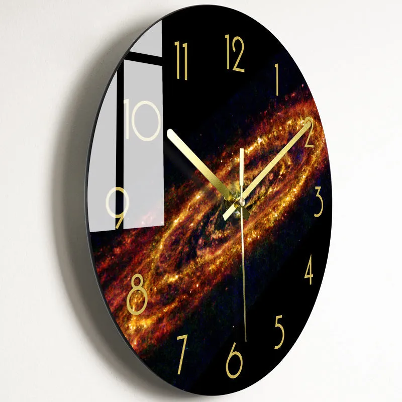 Circular organic glass quartz wall clock silent battery powered 30.5cm living room