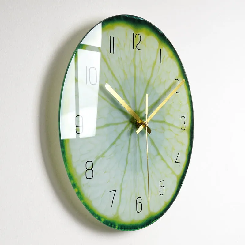Circular organic glass quartz wall clock silent battery powered 30.5cm living room