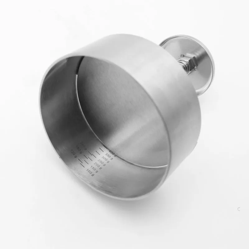 Silver stainless steel patties mould burger press on plain background
