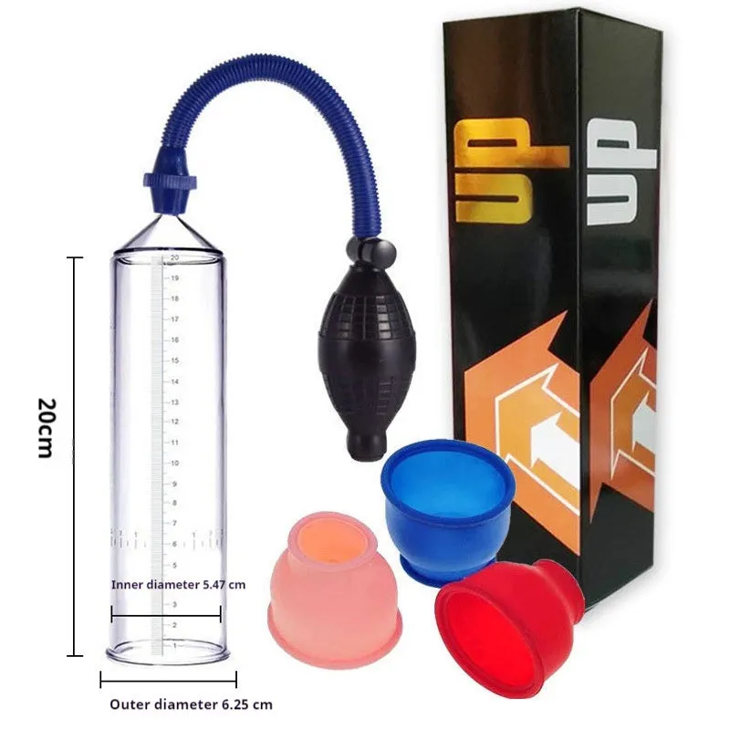 Clear silicone cover for male exercise machine with plastic valve exerciser and accessories