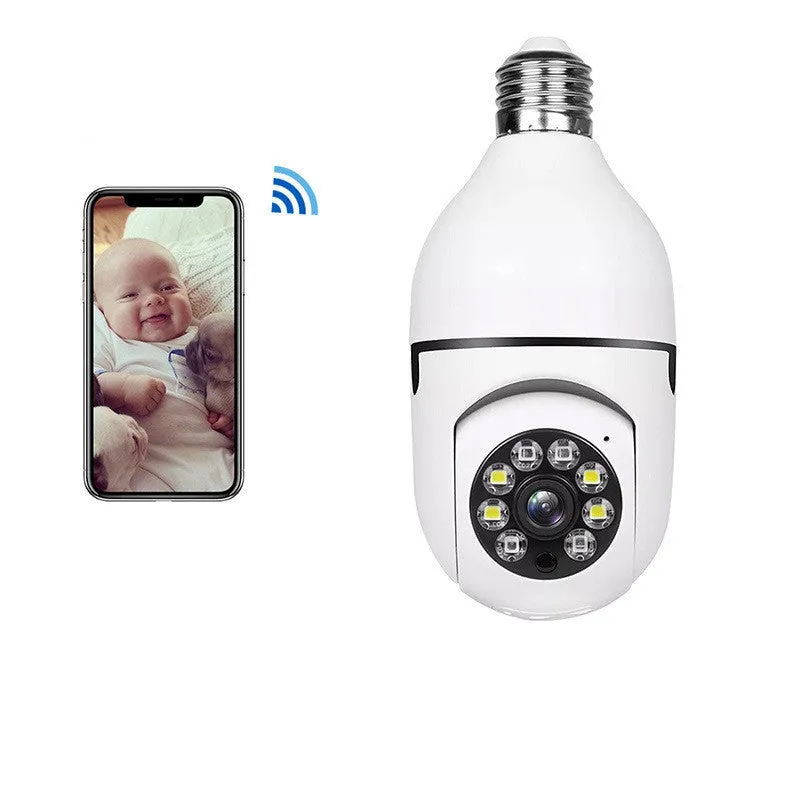White A6 light bulb surveillance camera with 8GB memory card for indoor and outdoor use