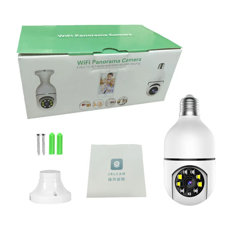 White A6 light bulb surveillance camera with 8GB memory card for indoor and outdoor use