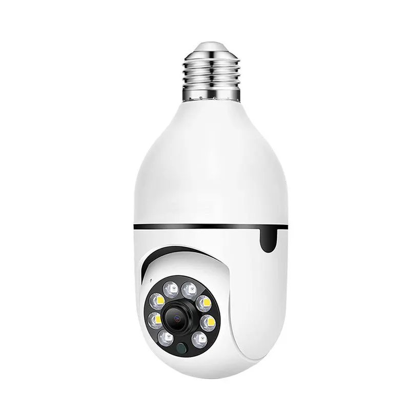 White A6 light bulb surveillance camera with 8GB memory card for indoor and outdoor use