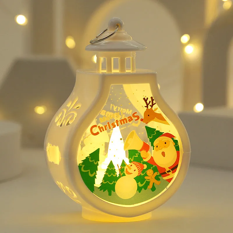 Christmas candle lamp romantic ornament, plastic and glass, 7.7x5x12.6cm, deer design