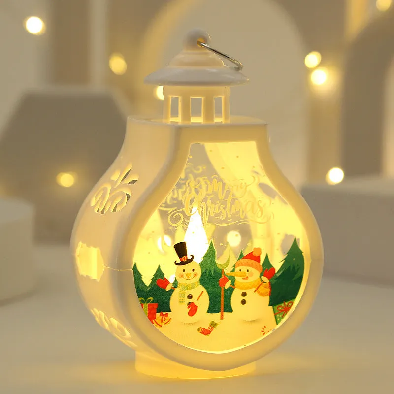 Christmas candle lamp romantic ornament, plastic and glass, 7.7x5x12.6cm, deer design