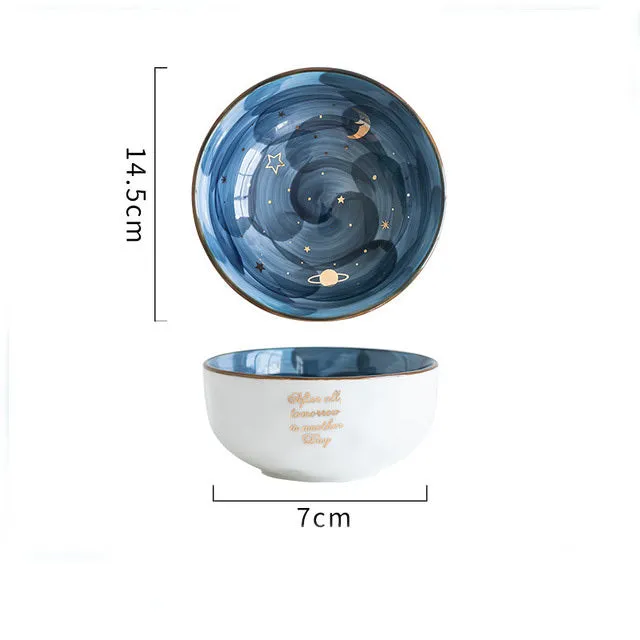 Ceramic breakfast salad bowl with star bowl design in green colour option
