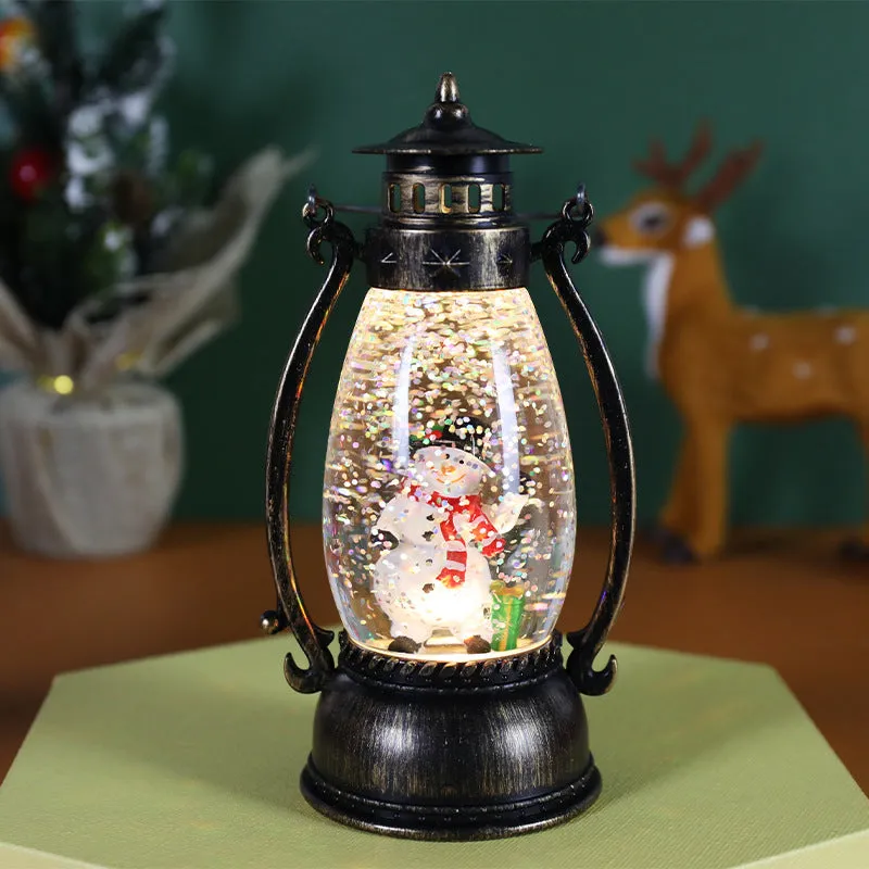 Portable crystal ball oil lamp in snowman and elderly person Christmas designs