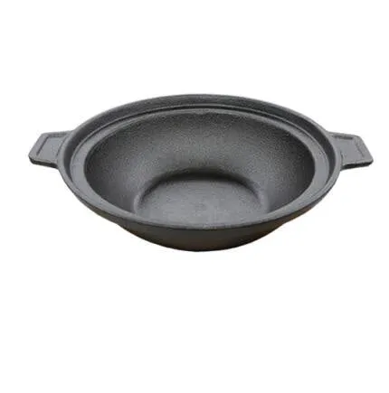 Silver cast iron cooking pot with lid on hob, 18cm size slow cooking stew