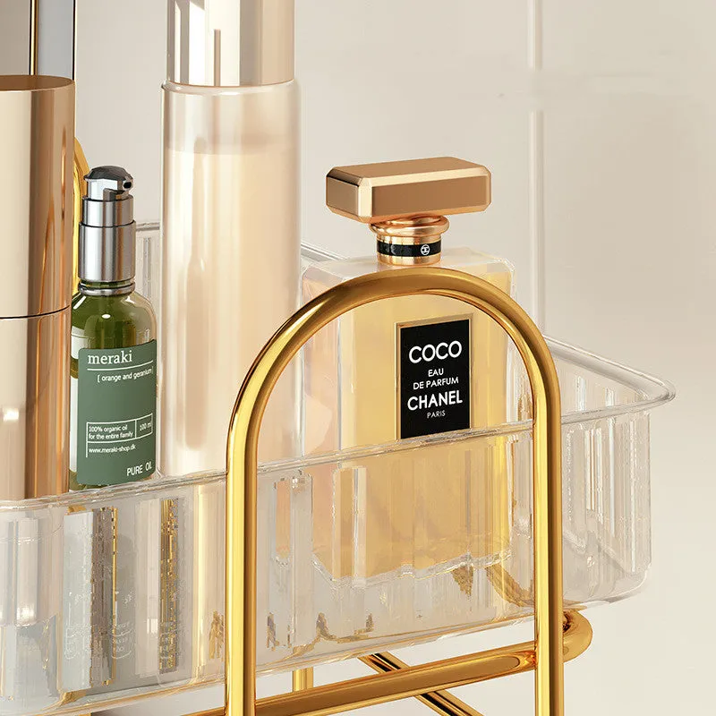Transparent iron PET cosmetic shelf for bathroom storage, 30.5x20x35.5cm