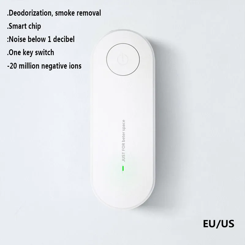 Mini portable air purifier in white, with anion feature, for rooms up to 60 square metres