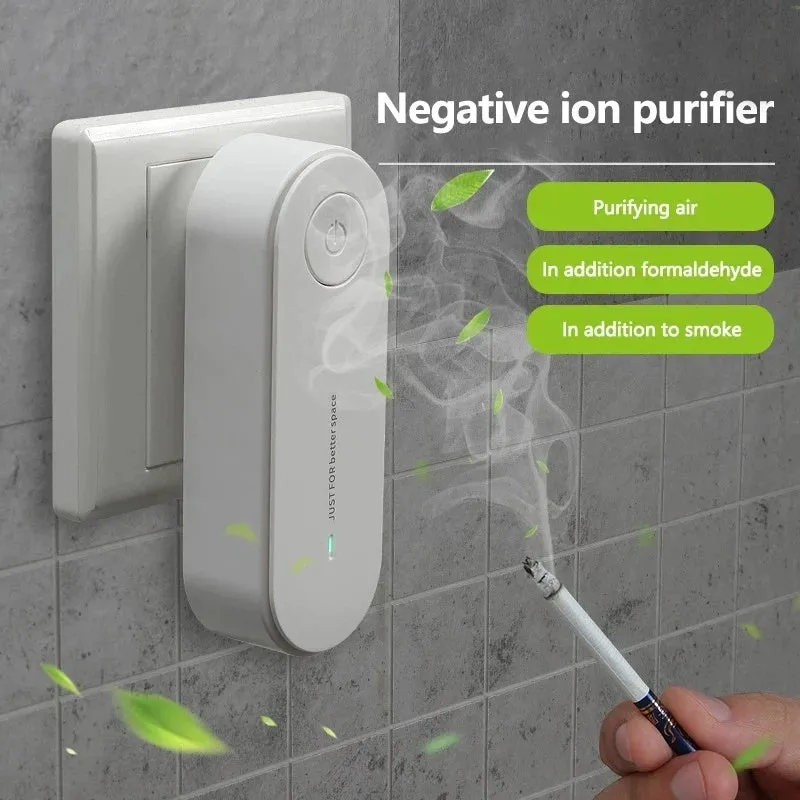 Mini portable air purifier in white, with anion feature, for rooms up to 60 square metres