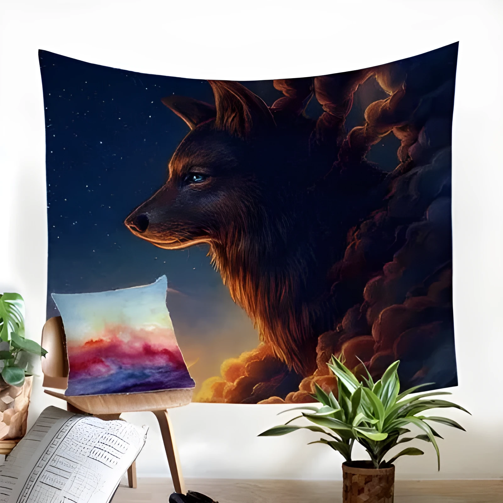 Rectangular 100% polyester machine woven geometric abstract tapestry in European classical style