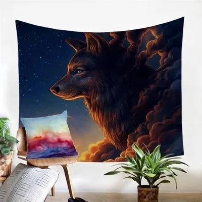 Rectangular 100% polyester machine woven geometric abstract tapestry in European classical style