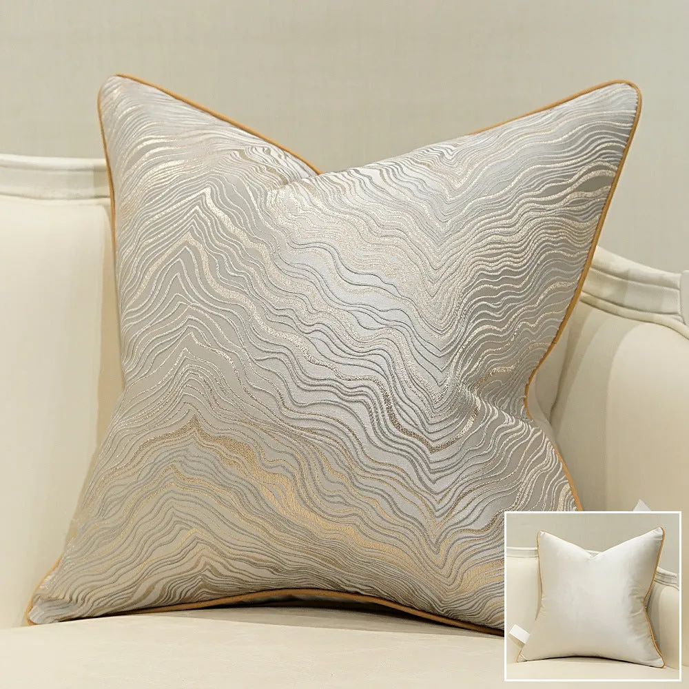 Light luxury stripe sofa cushion jacket in corrugated green colour, 45x45cm size