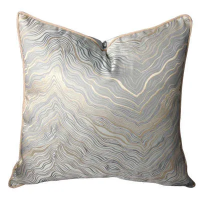 Light luxury stripe sofa cushion jacket in corrugated green colour, 45x45cm size