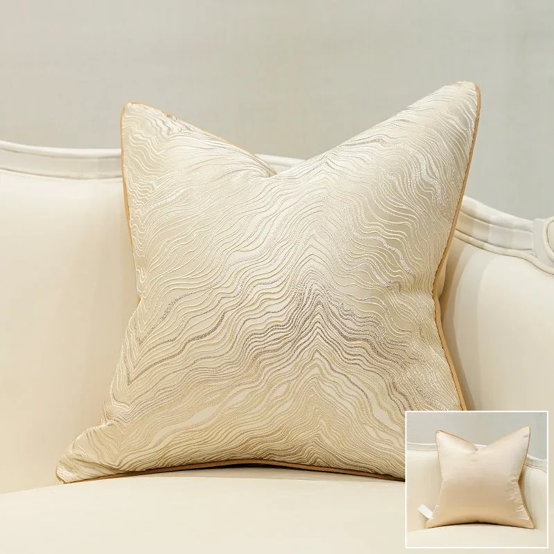 Light luxury stripe sofa cushion jacket in corrugated green colour, 45x45cm size